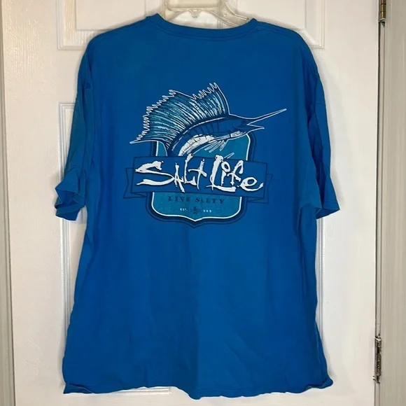 Salt Life Bright‎ Blue T-Shirt 2xl with Marlon - Picture 4 of 4